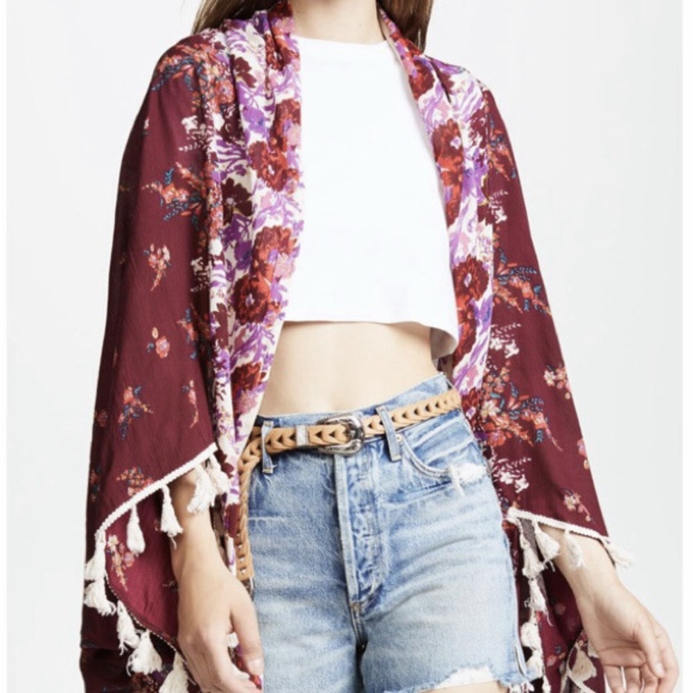 Intimately Free People Floral Tassel Kimono Boho Patchwork